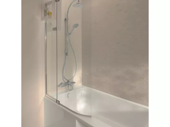 Baignoire bain douche JACOB DELAFON Malice + tablier baignoire + pare bain + étagère 160 x 85, v. gauche