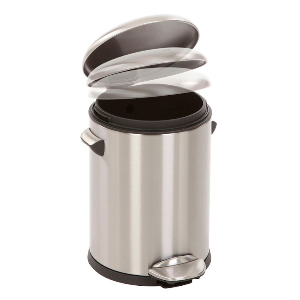PROREGAL Retro Pedaalemmer met opvallende handgrepen en bolvormige dop, 5 liter, HxØ 30 x 20,5 cm, kunststof binnenemmer, zilver