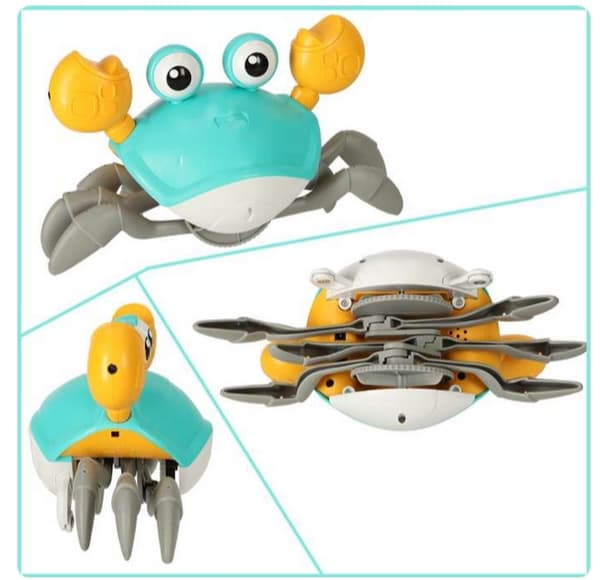 Interaktiv Crab Crawler Baby Crab Music Toy, elektronisk lys opp Crawling Toy