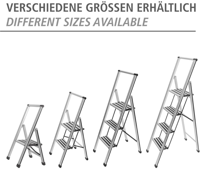 WENKO Trittleiter »Modell Alu-Design« Klapptritt Leiter, rutschsichere XXL-Stufen, klappbar, bis 150 kg