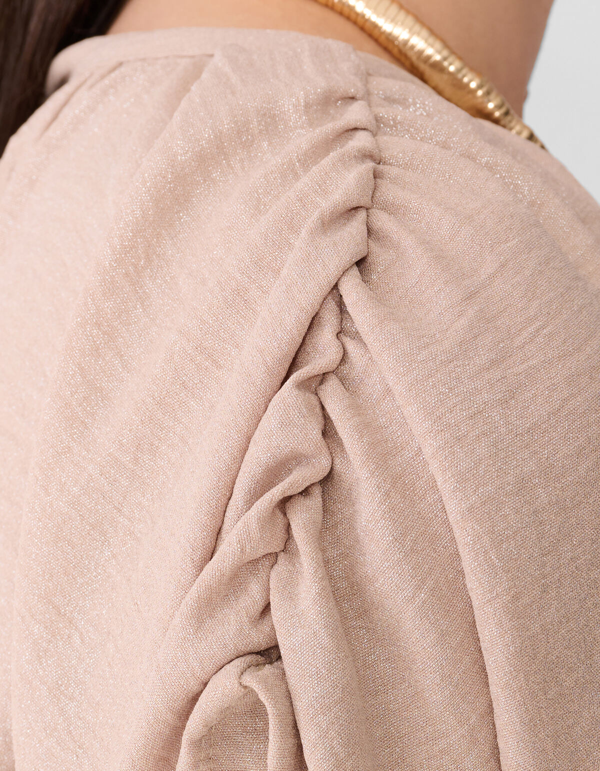 Glitter Cropped Twist Top Zand