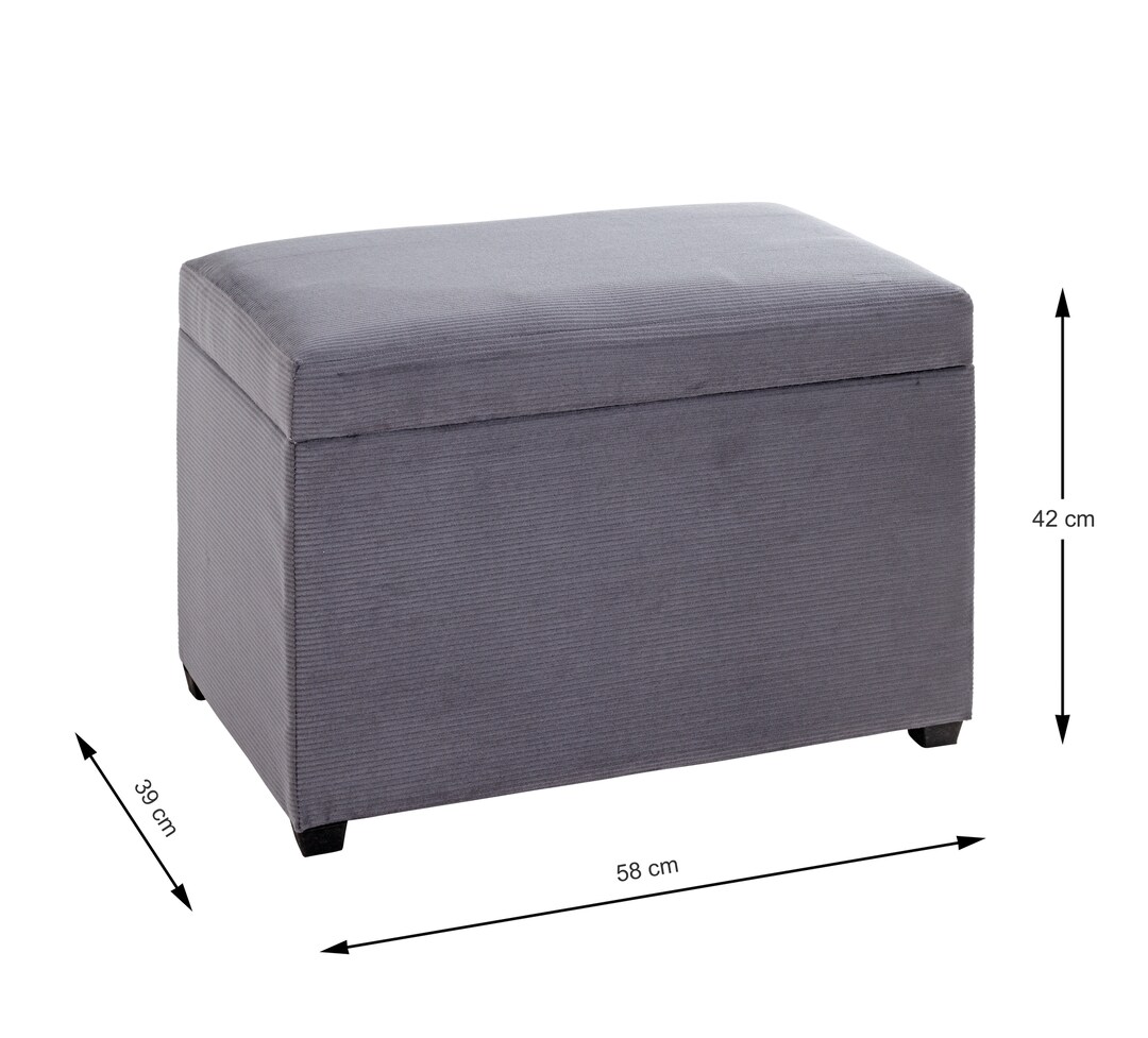 Sitztruhe 58 x 42 cm Cordbezuggrau