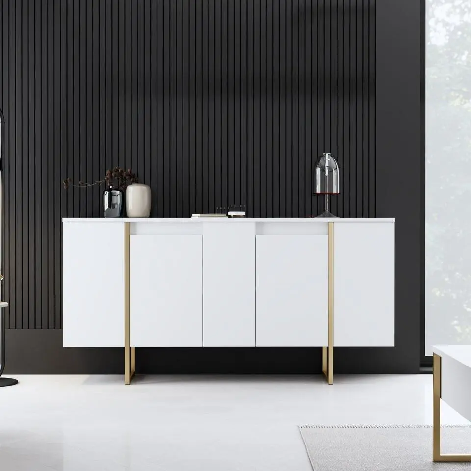 CALICOSY - Dressoir LUXE - Wit/goud - 80x160x35 cm