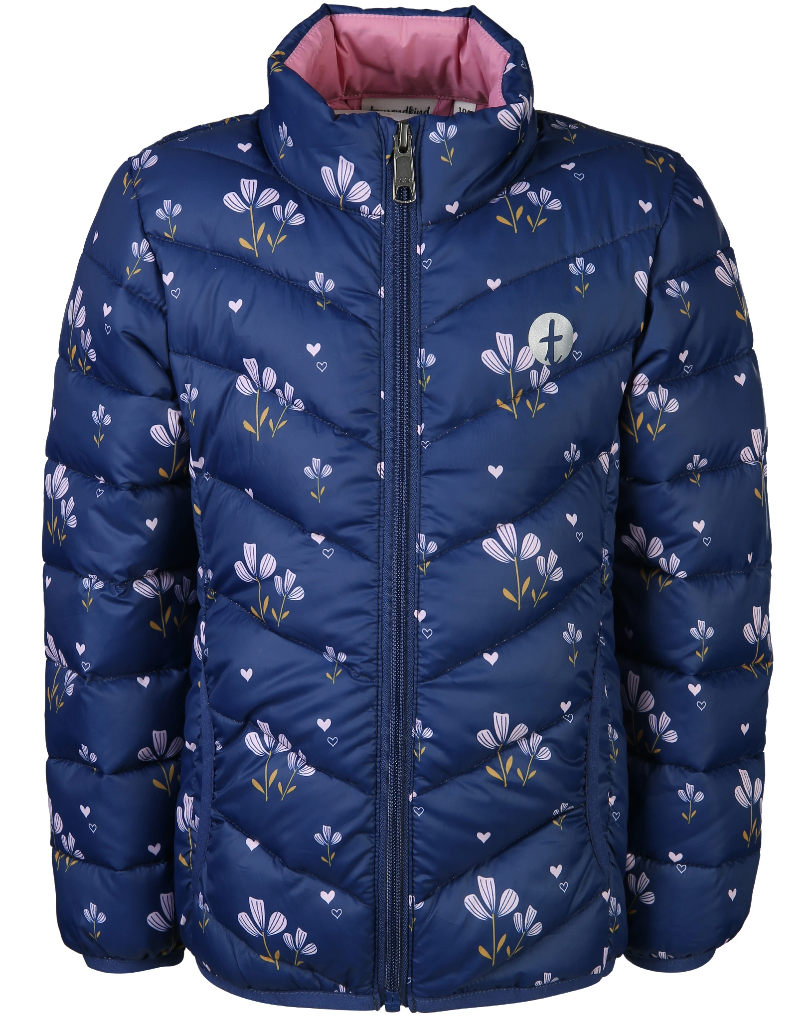 Steppjacke BLUMEN in blau/rosa