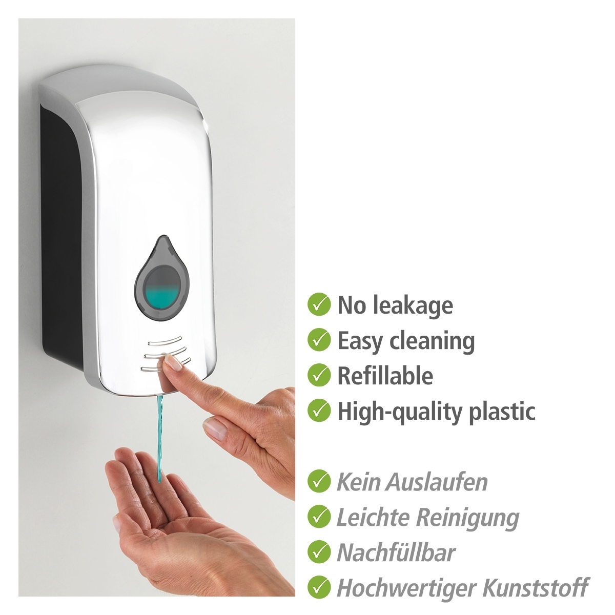 Wenko Ranera desinfectie & zeep wanddispenser 750 ml kunststof chroom