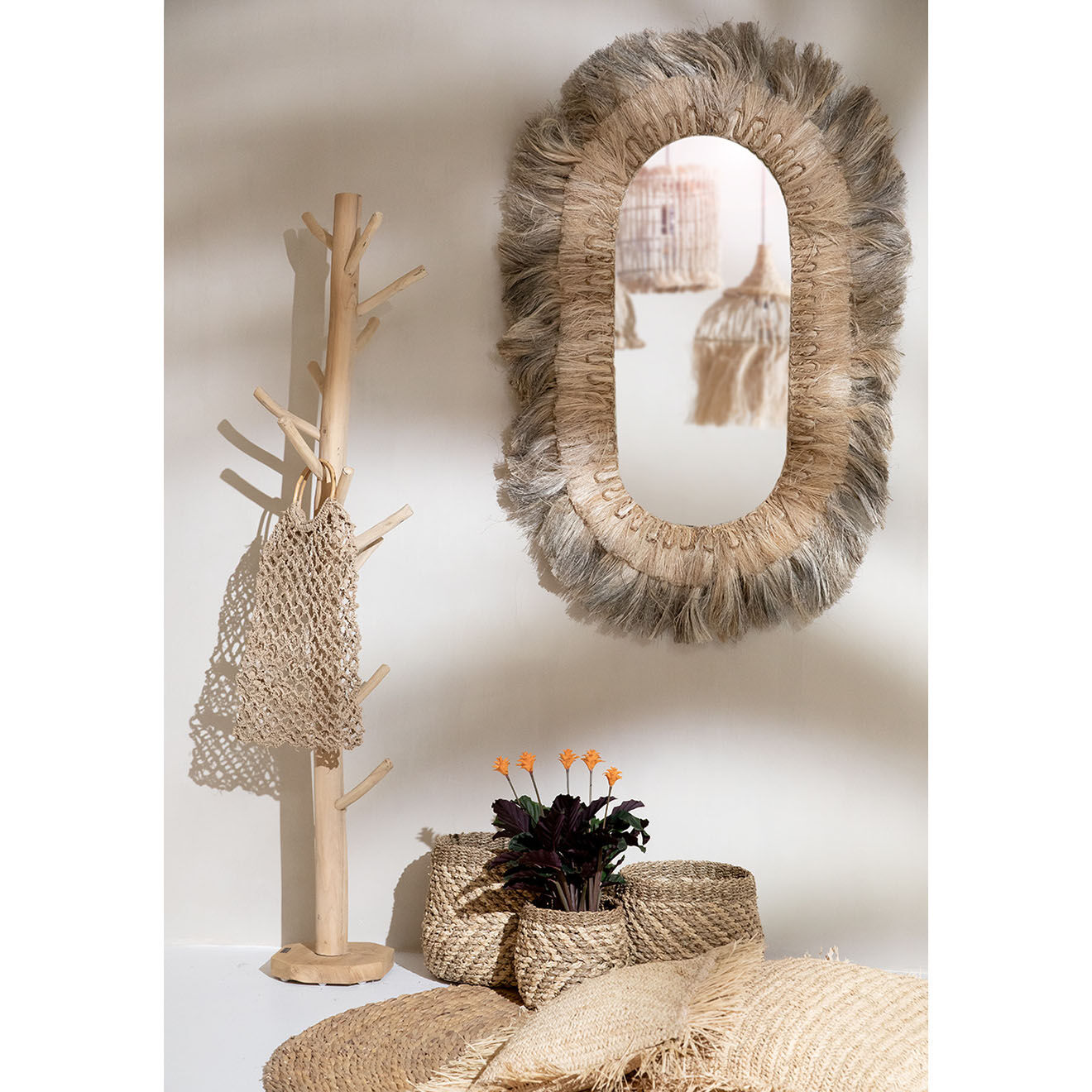 Bazar Bizar Housse de coussin Raphia naturel - 60x60 cm