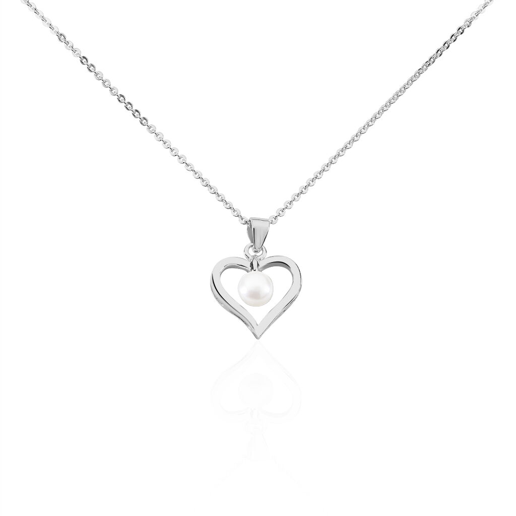 Collier Ainhoa Maille Forçat Argent Blanc Perle De Culture