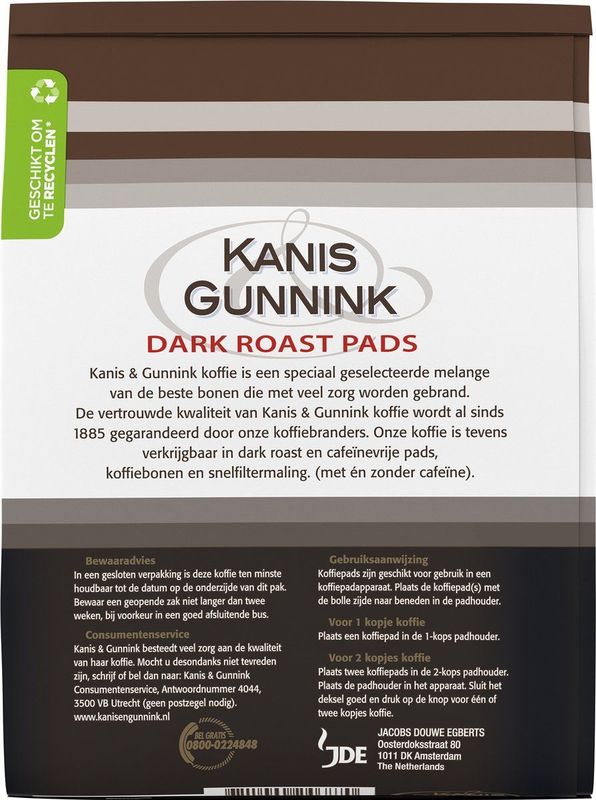 Kanis & Gunnink Dark Roast koffiepads - 10 x 36 pads