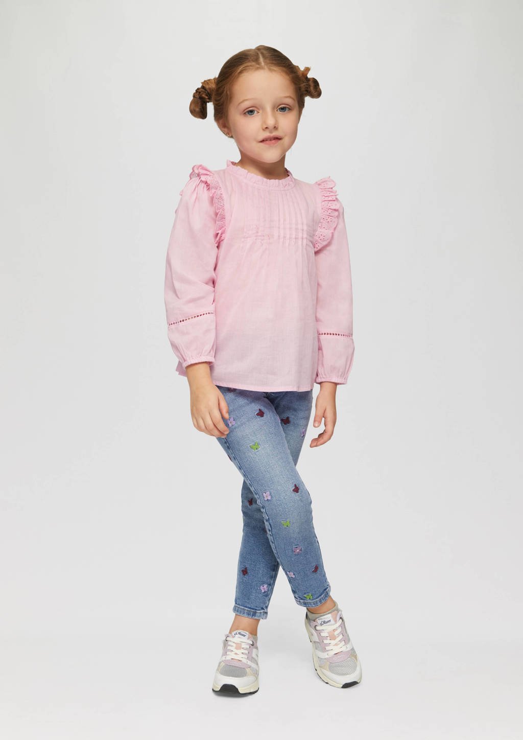 s.Oliver regular fit jeans met all over print en borduursels blauw