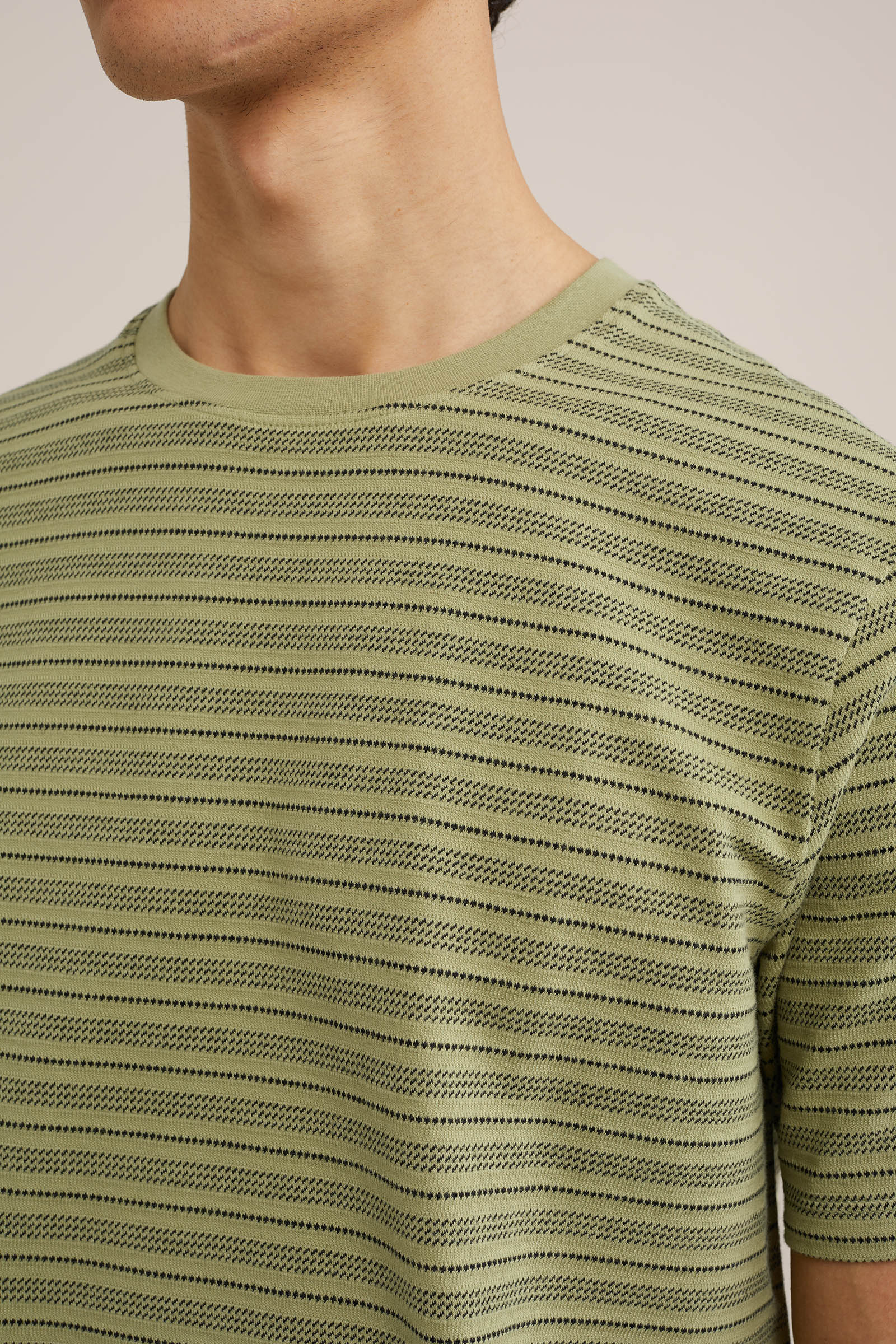T-shirt met jacquard-dessin WE Fashion Pastelgroen