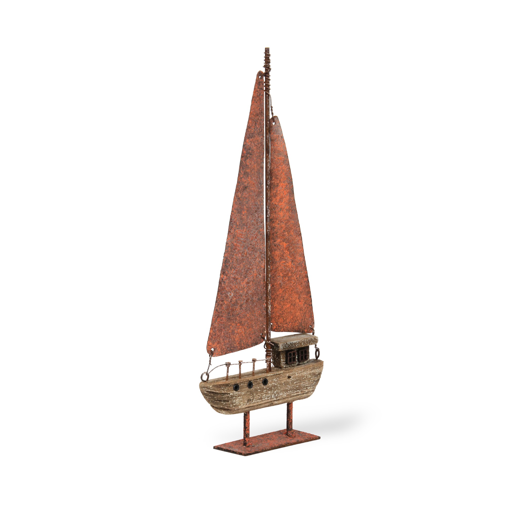 Segelboot auf Ständer, natur, H 26 cm, B 11 cm, L 3 cm von fischer's lagerhaus