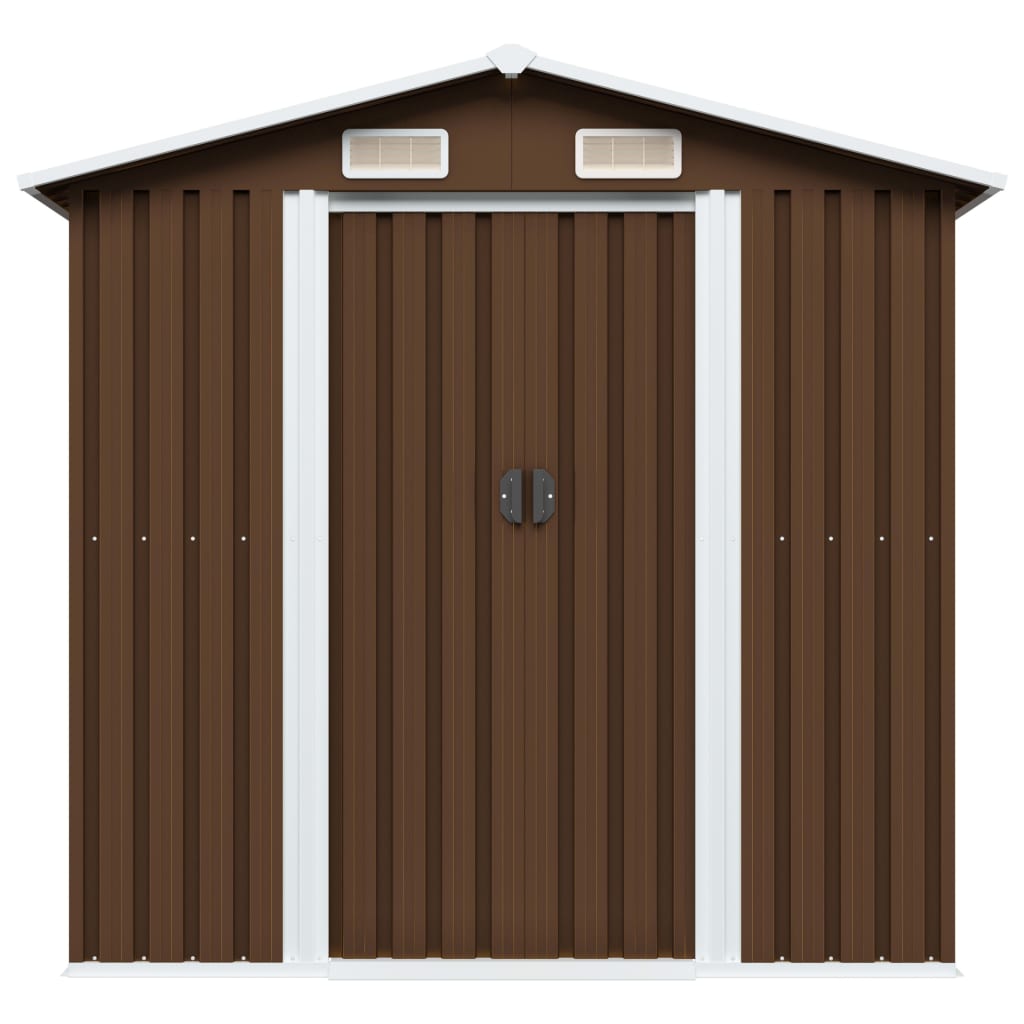 Casinha de jardim vidaXL, aço, marrom, 204x132x186 cm