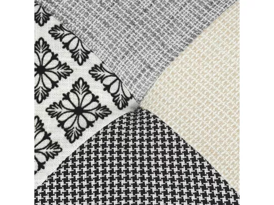 GIADA - Pouf Rond Patchwork Motifs Grisés