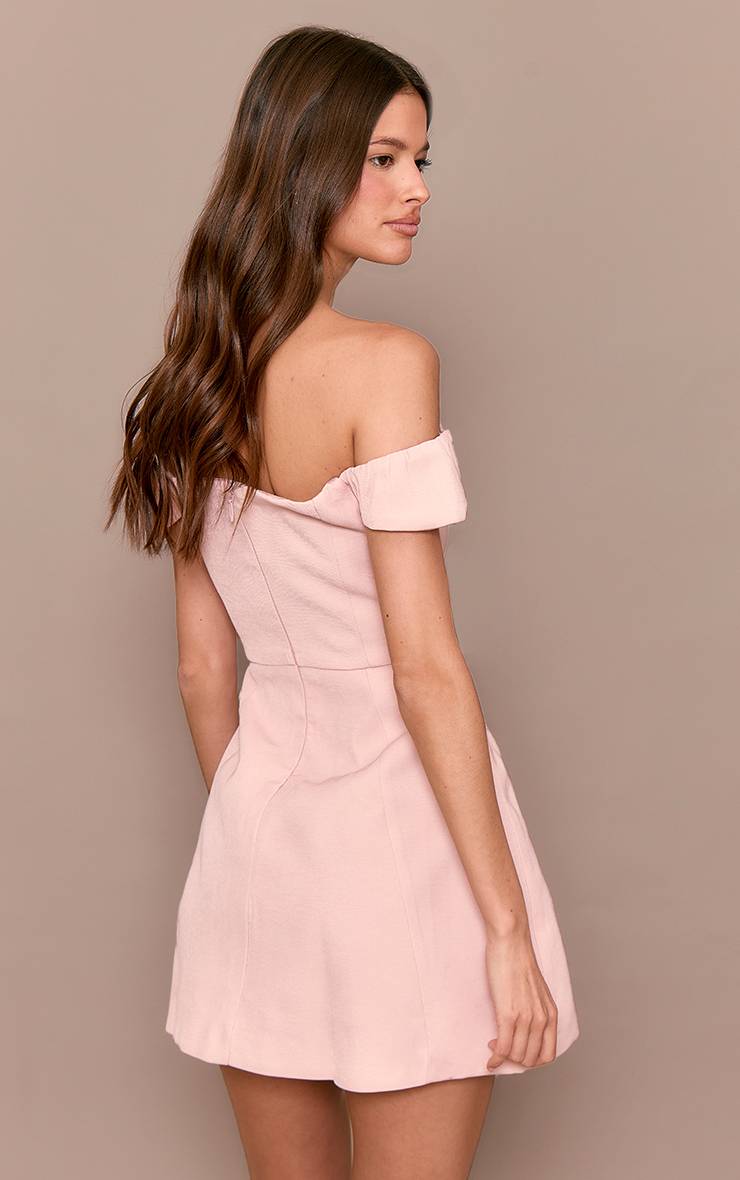 Pale Rose Robe Fourreau Premium À Encolure Bardot Structurée