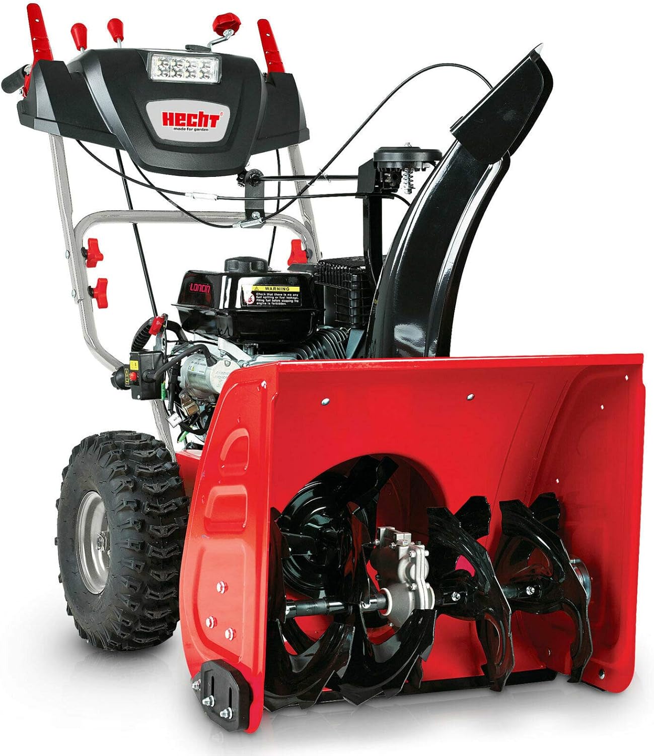 Hecht 9661SE Benzin Schneefräse (E-Start, 4,5 kW/ 6,5 PS, LED-Strahler, Antrieb, 13m Wurfweite)