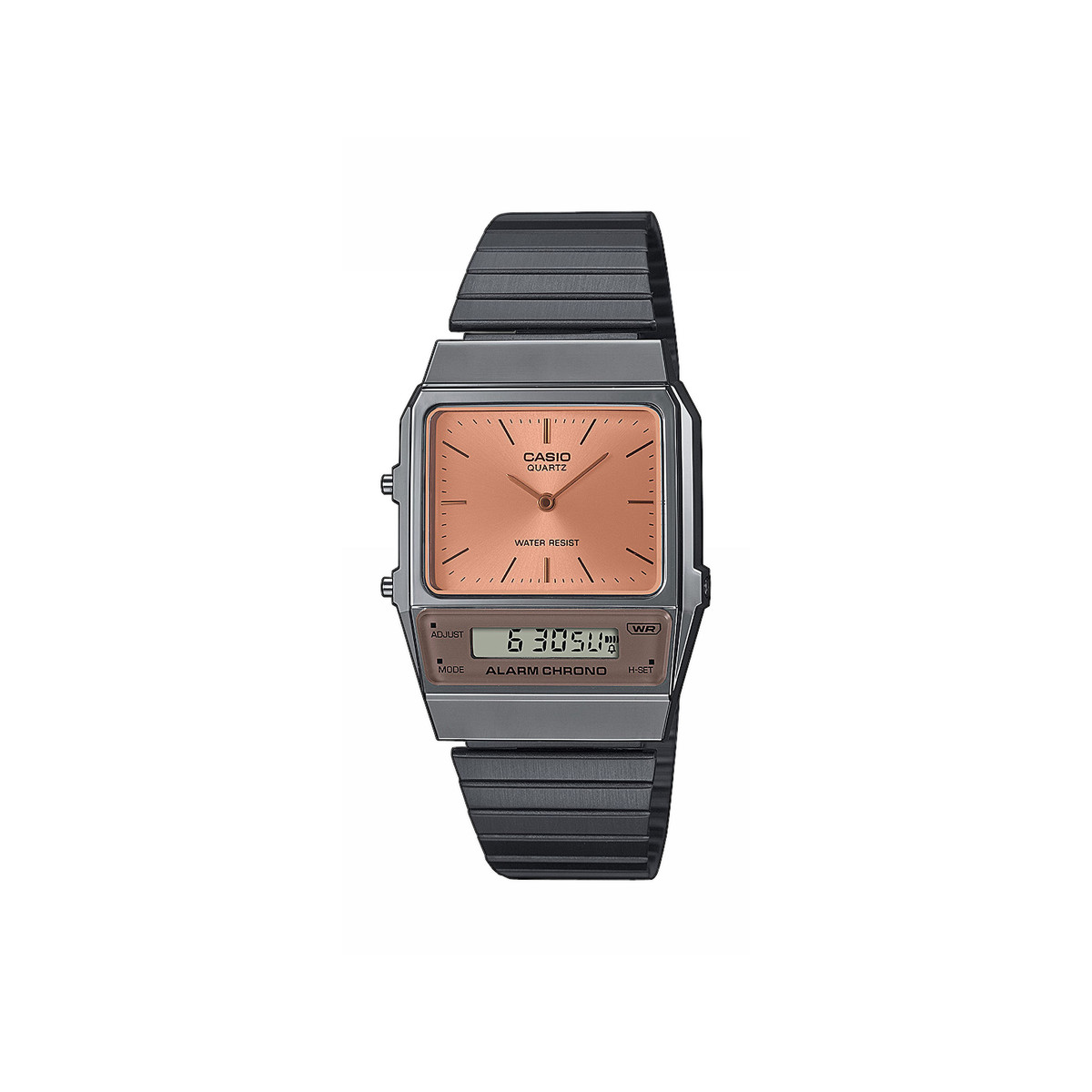 Montre CASIO Vintage homme bracelet acier gris anthracite