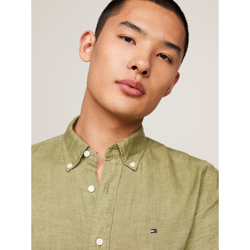 Tommy Hilfiger Pigment Dyed Hørskjorte, Faded Olive, XXL