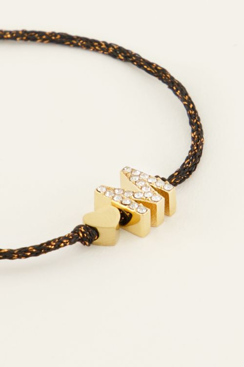 Zwarte initial armband
