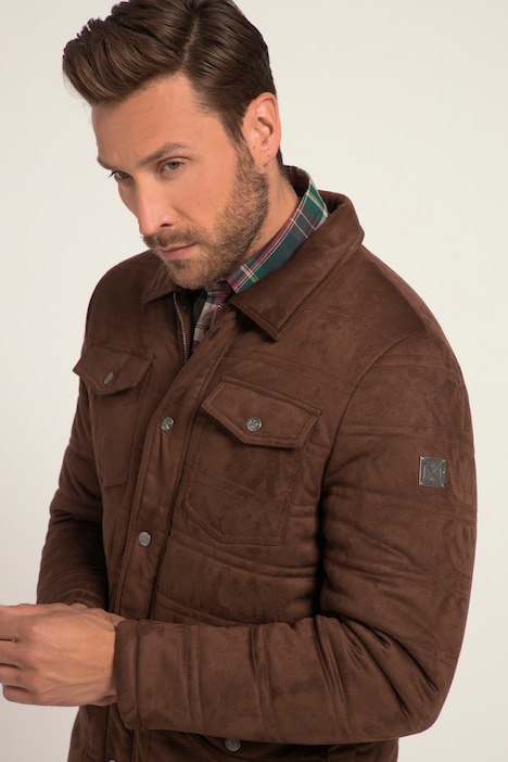 Steppjacke, Outdoor, Mikro-Suede, Hemdkragen, viele Taschen, warm gefüttert