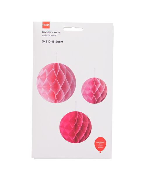 boules nid d'abeille roses - lot de 3