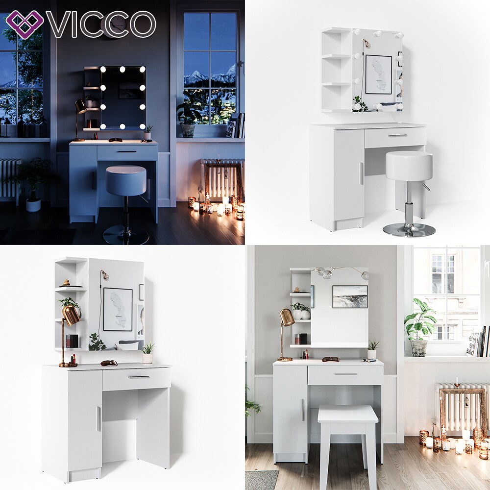 Vicco Schminktisch Fynnia Frisiertisch Kommode Frisierkommode Spiegel Weiß