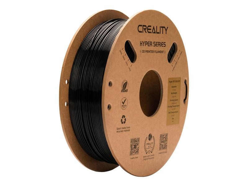 Creality Filament PETG Hyper Schwarz, 1.75 mm, 1 kg Hochwertiges 1.75 mm Hyper PETG Filament für 3D Drucker
