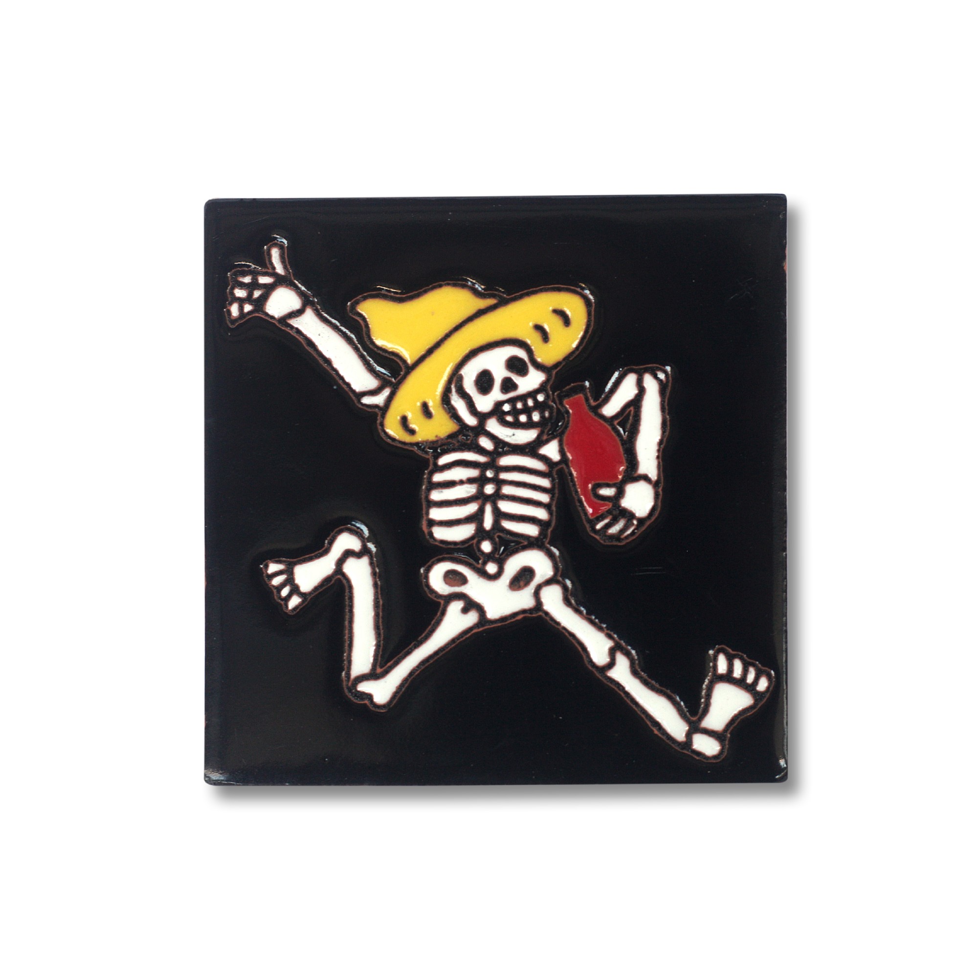Reliefkachel 'Beodo', schwarz, multicolor, T 10 cm, B 10 cm, H 0,5 cm von fischer's lagerhaus