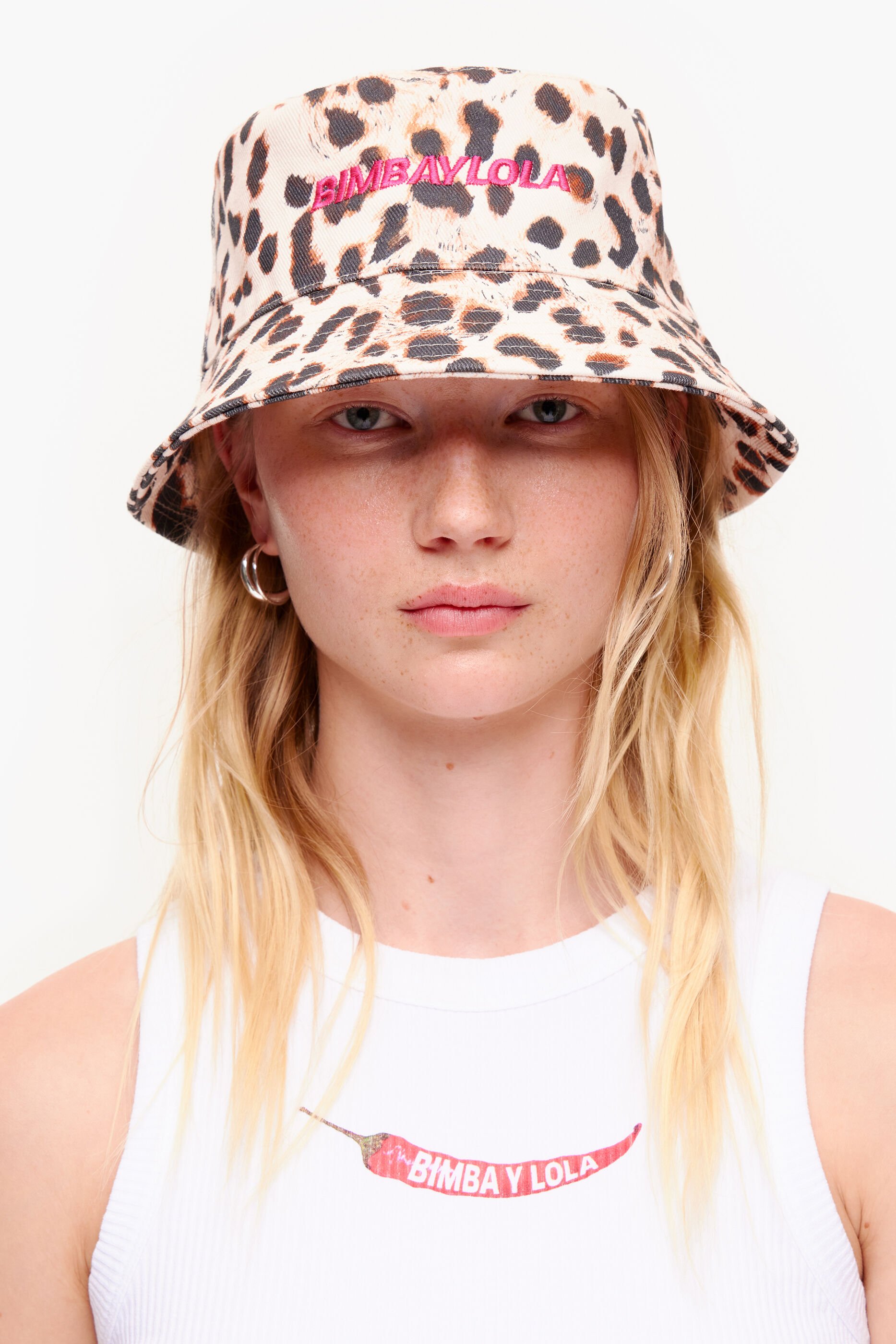 Chapéu bucket de algodão com estampa de leopardo natural