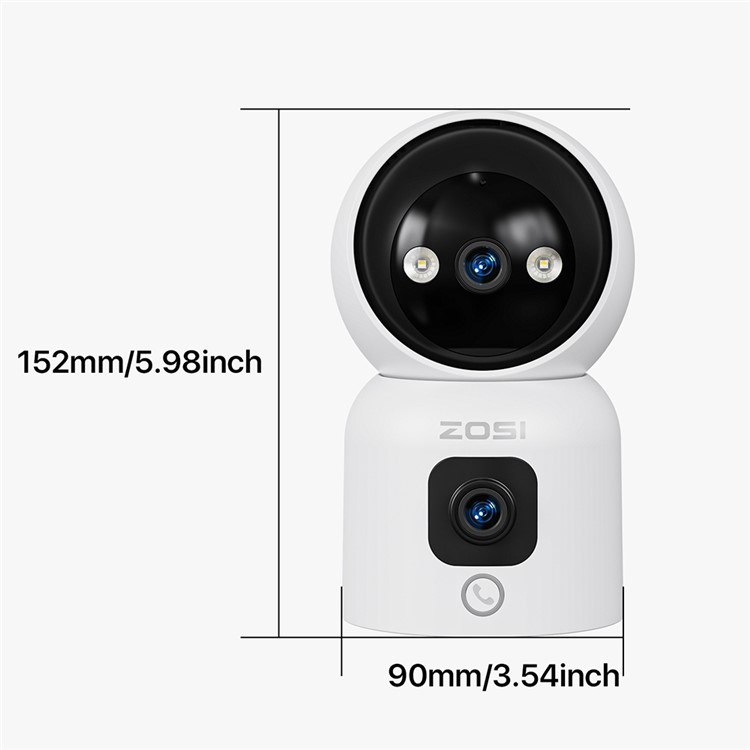 C528D 360° Indoor WiFi Internet IP Kamera Dual Linse (4MP) 1080p KI Nachtsichtfunktion / Zwei-Wege-Audio / Personenerkennung - Weiss