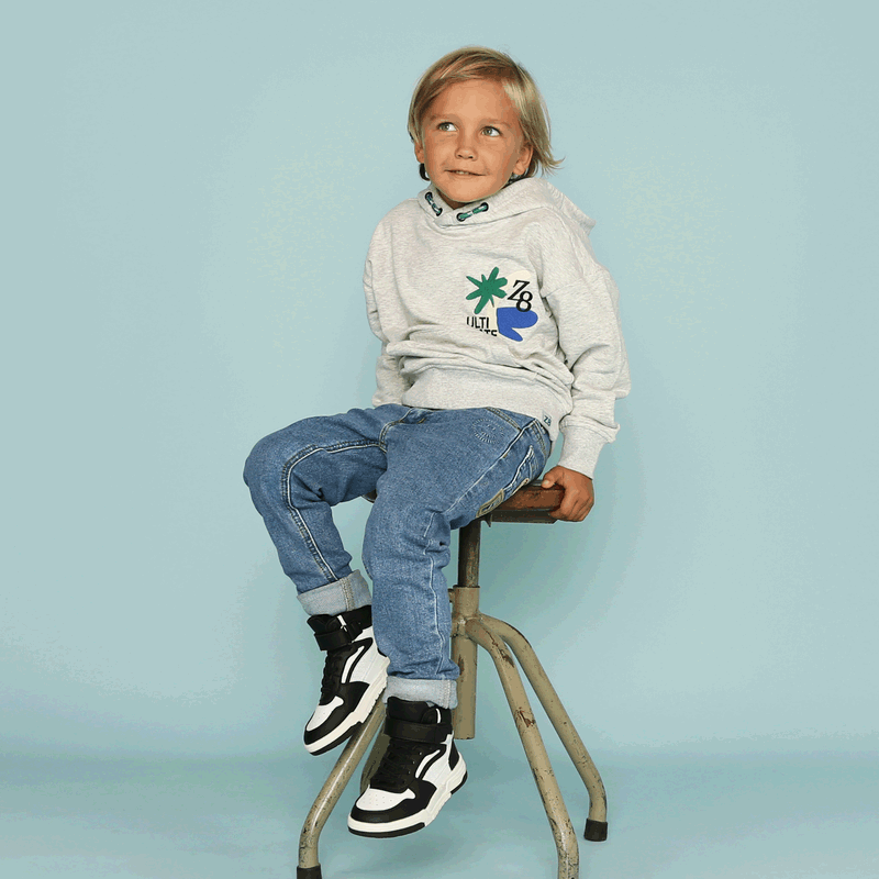 Shoesme zwart-witte basket sneaker Microleer | Sale