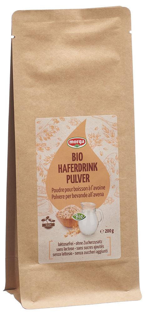 MORGA Haferdrinkpulver<br>200 g, Beutel, Pulver, glutenfrei Bio