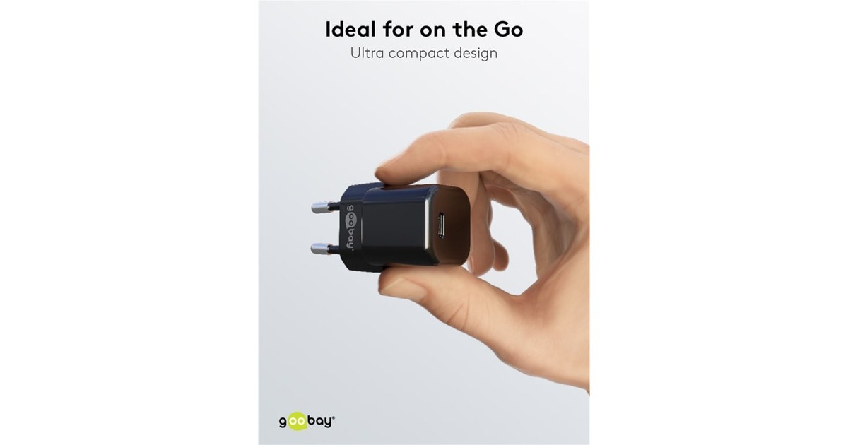 goobayUSB-C PD GaN snellader Nano (20 W)   (Zwart, 1x USB-C, Power Delivery 3.0)
