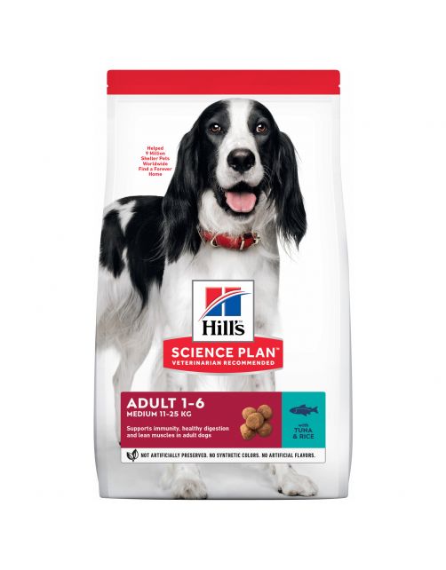Hill's Canine Adult Medium Breed - Hondenvoer - Tonijn Rijst 2.5 kg