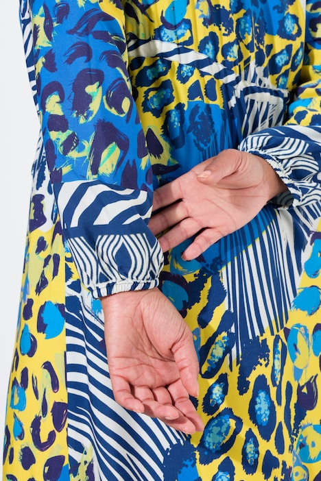 Midikleid, Animalmix-Print, Langarm