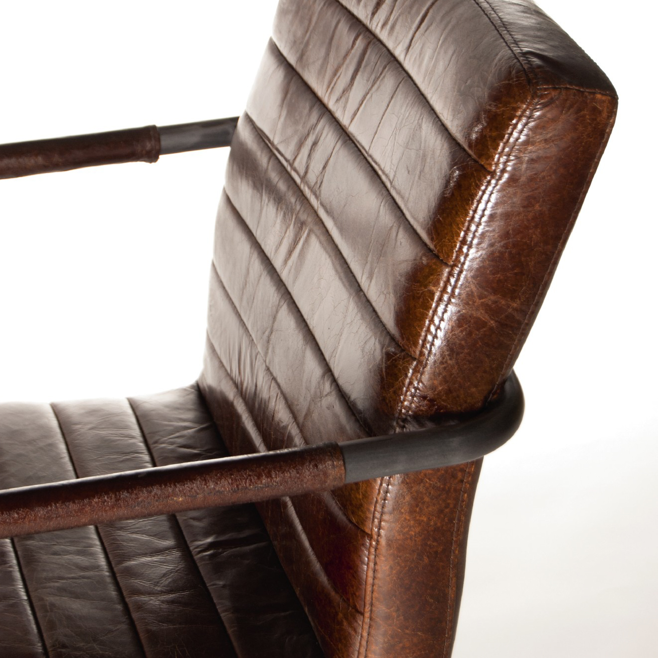 Lederstuhl 'Clinton', mit Armlehne, L 58 cm, B 55 cm, H 85 cm von fischer's lagerhaus