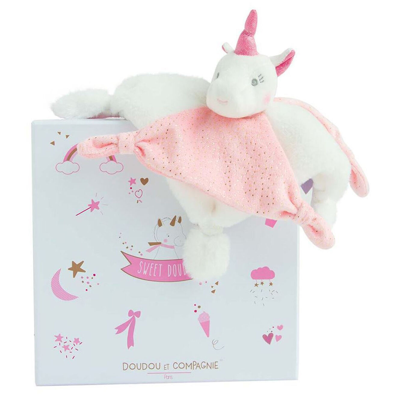 Doudou et Compagnie Doudou Lucie la Licorne blanc/rose - 22x5 cm