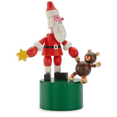 Drückfigur Weihnachtsmann mit Teddybär