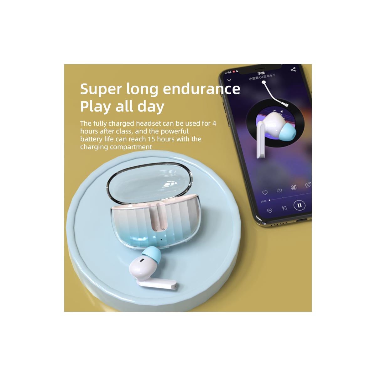 Trådløse in-ear Bluetooth 5.3 HiFi støydempende hodetelefoner Blå
