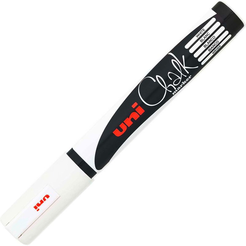 Marqueur craie effaçable Uni-Ball Chalk pointe ogive 0,9 à 1,3 mm blanc