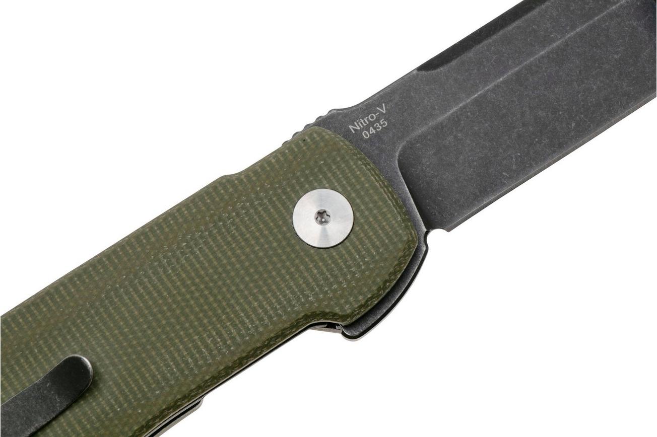 Böker Plus Tac-Master 01BO889, Blackwashed Nitro-V, OD-Green Micarta zakmes, Bob Terzuola design