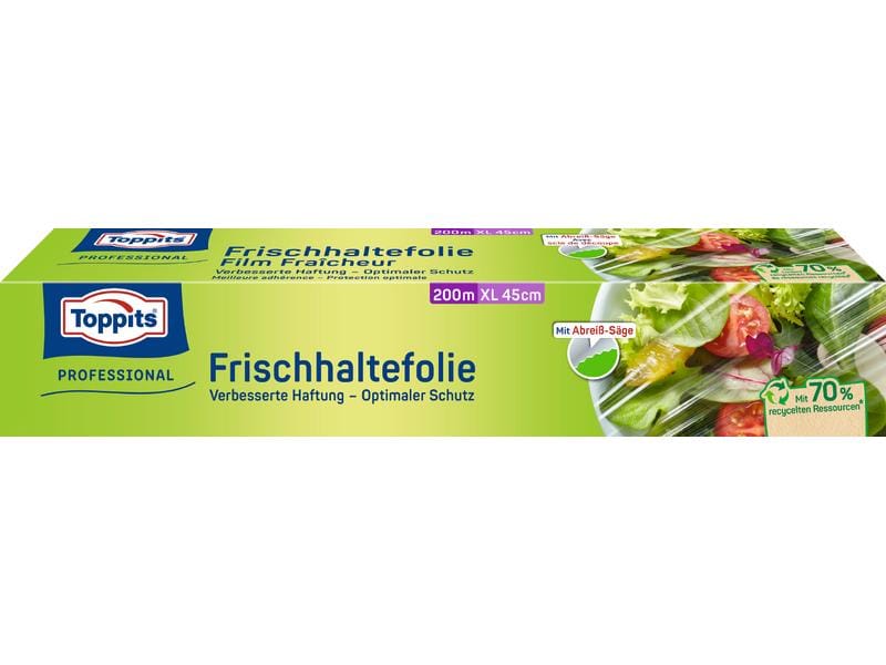 Toppits Frischhaltefolie Frischhaltefolie XL 1 Stück, Trans Ideal und hygienisch zum Abdecken von grossen Gefässen