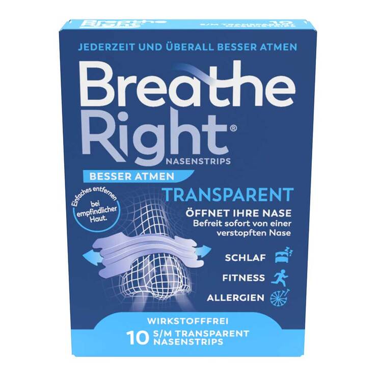 Besser Atmen Breathe Right Nasenpflaster normal transparent , 10 St