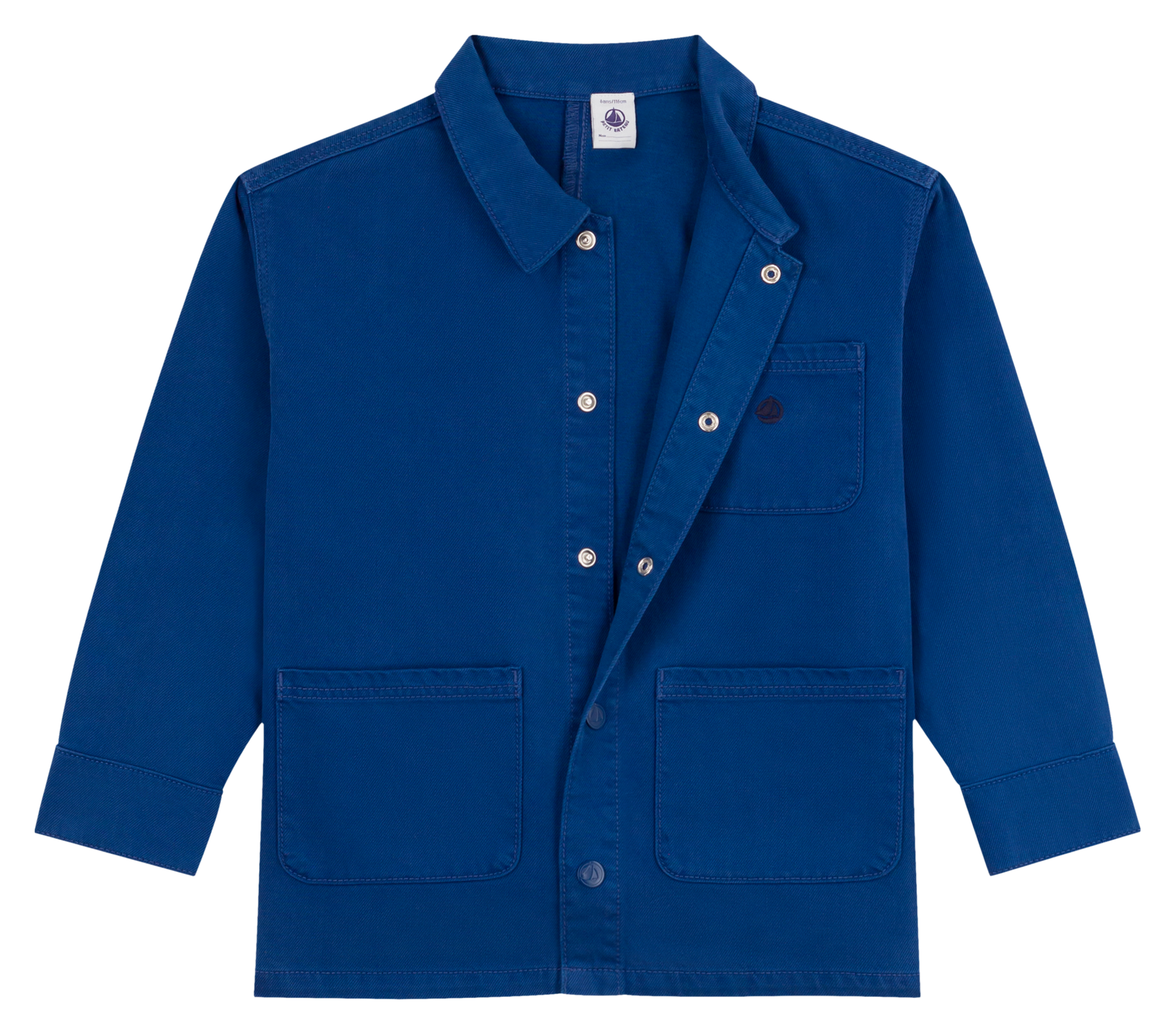 Veste col classique en coton mélangé| Bleu
