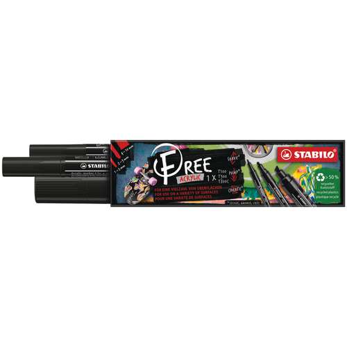 STABILO® FREE Acrylic Acrylmarker 3er-Set, schwarz