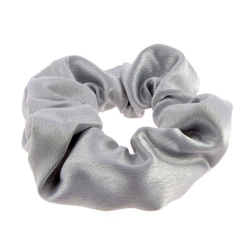 Chouchou en coton satiné gris métallisé