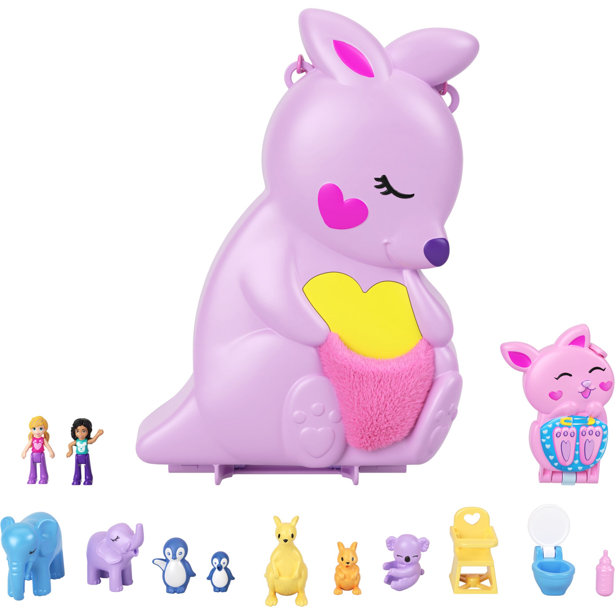 Mattel Spielfigur Polly Pocket Mama & Joey Kangaroo Tasche