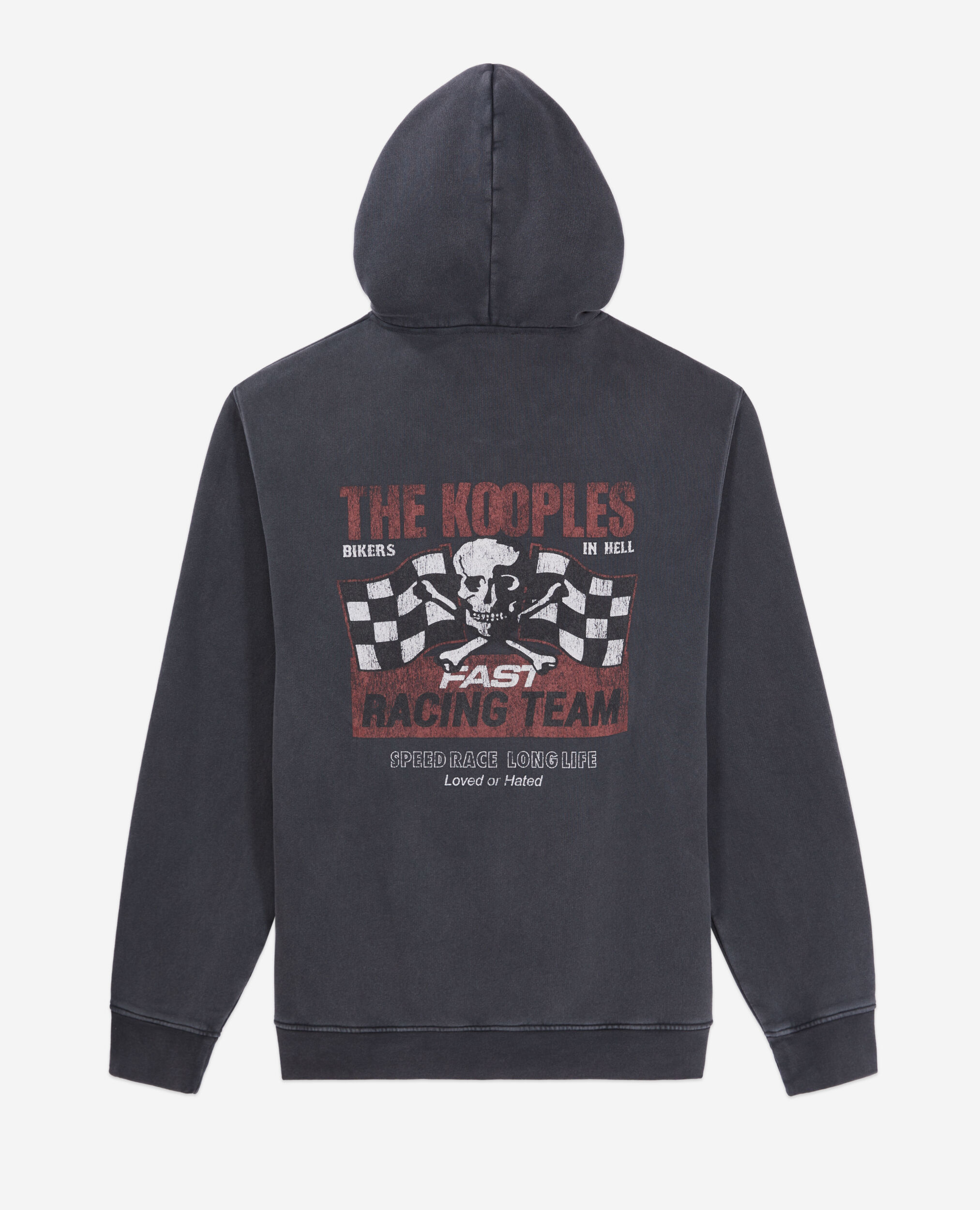 Sweatshirt à capuche noir avec sérigraphie Racing skull
