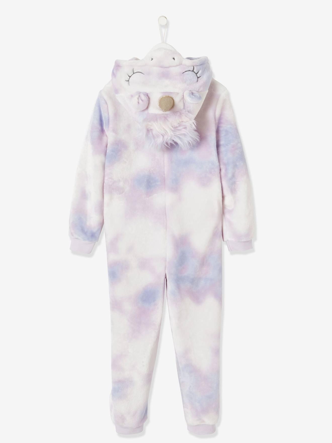 pijama de unicórnio bicolor branco claro/multicolorido