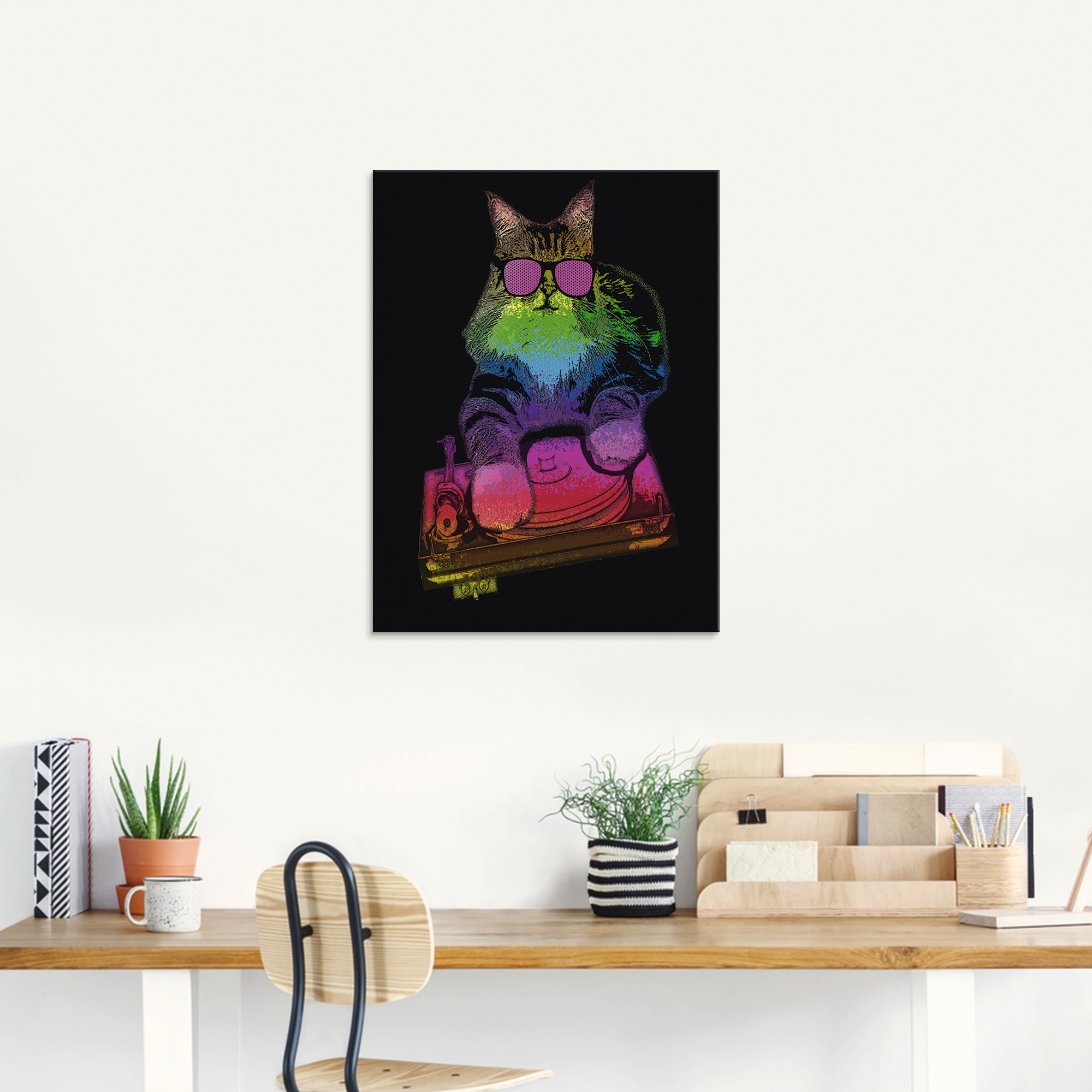 Artland Glasbild »Witzige DJ Katze Party Musik« Humor 1 Stk. tlg. in verschiedenen Grössen