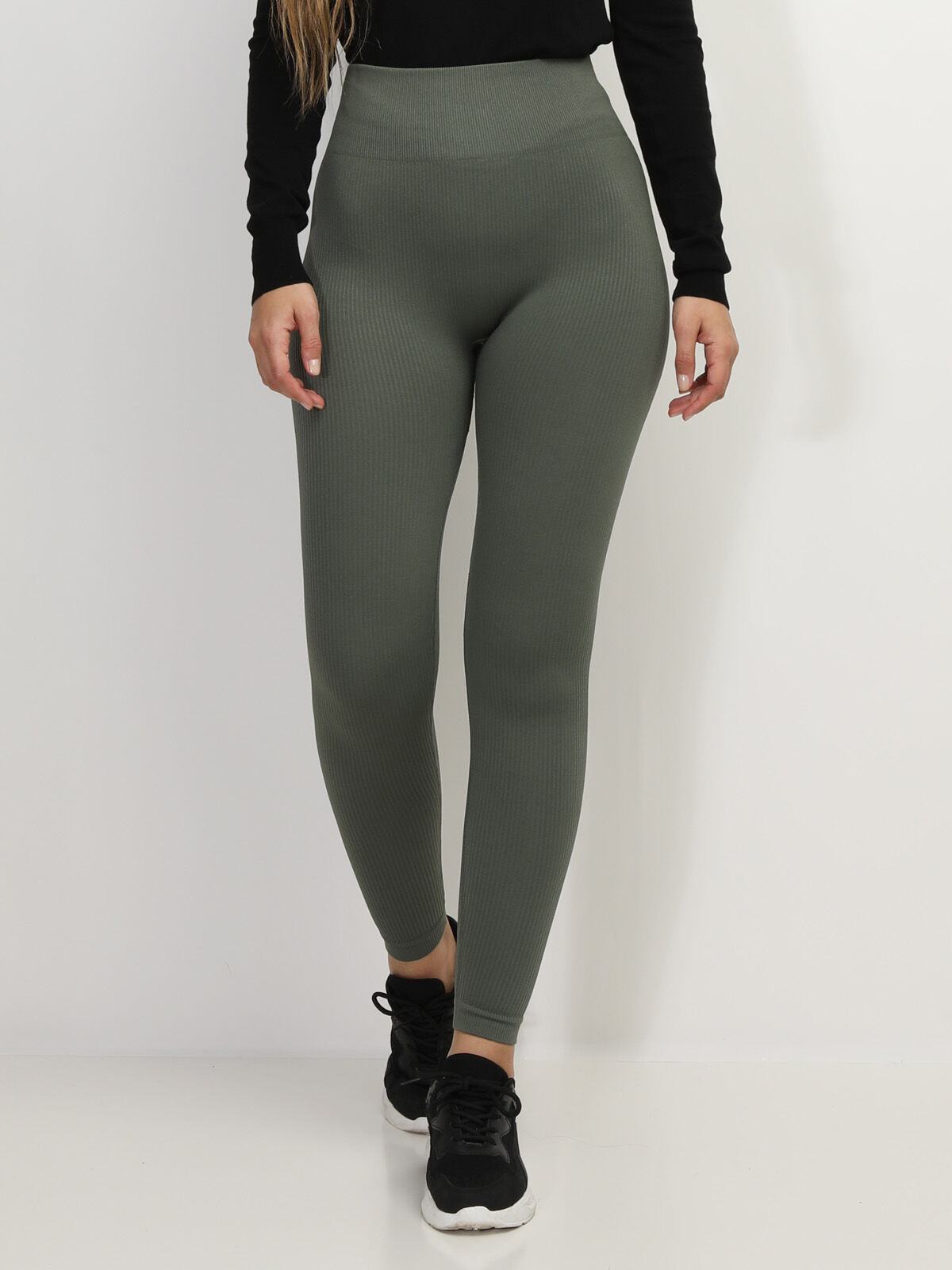 Legging côtelé push-up- Kaki